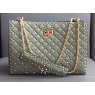 Valentino Rockstud Spike Tote Bag 0346 Pale Green