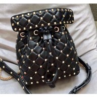 Valentino Rockstud Spike Small Bucket Bag 0059 Black