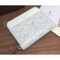 Goyard Zip Around Short Wallet Card Holder Coin Purse White
