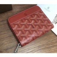 Goyard Zip Around Short Wallet Card Holder Coin Purse Red