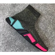 Balenciaga Knit Sock Speed Trainers Sneakers Multicolor/Silver Green 2019