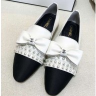 Chanel Grosgrain Loafers with Pearls and Bow G34249 White 2019