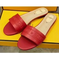 Fendi Fendi Roma Embossed Flat Slides Red 2019