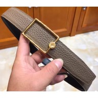 Hermes Width 3.2cm Oscar Buckle Reversible Leather Belt Camel/Gold