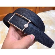 Hermes Width 3.2cm Oscar Buckle Reversible Leather Belt Navy Blue/Silver
