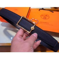 Hermes Width 3.2cm Oscar Buckle Reversible Leather Belt Navy Blue/Gold