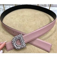 Dior Width 3cm Crystal D Buckle Belt Nude Pink