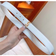 Saint Laurent Width 3cm Logo Leather Belt White