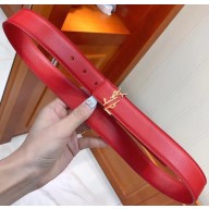 Saint Laurent Width 3cm Logo Leather Belt Red