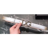 Dolce & Gabbana Width 2.5cm Dauphine Calfskin Belt Silver with Silver Logo