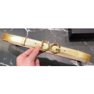 Dolce & Gabbana Width 2.5cm Dauphine Calfskin Belt Gold with Gold Logo