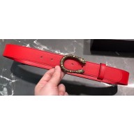Gucci Width 3/3.5cm Leather Belt Red with Dionysus Stud Buckle
