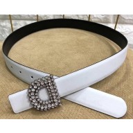 Dior Width 3cm Crystal D Buckle Belt White
