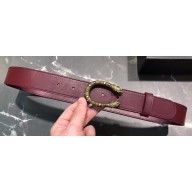 Gucci Width 3.5cm Leather Belt Burgundy with Dionysus Stud Buckle