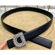 Dior Width 3cm Crystal D Buckle Belt Black