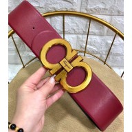 Ferragamo Width 7cm High Waist Gancini Belt Burgundy