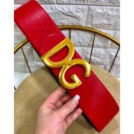 Dolce & Gabbana Width 7cm Belt Red with Gold Logo