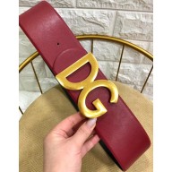 Dolce & Gabbana Width 7cm Belt Burgundy with Gold Logo