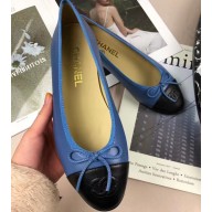 Chanel Leather Classic Bow Ballerinas Flats Bi-color Blue/Black