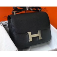 Hermes Constance Mini/MM Bag in Epsom Leather Black with Silver Hardware