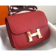 Hermes Constance Mini/MM Bag in Epsom Leather Red with Gold Hardware