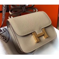 Hermes Constance Mini/MM Bag in Epsom Leather Light Gray with Gold Hardware
