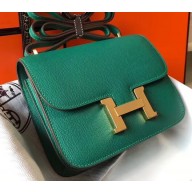 Hermes Constance Mini/MM Bag in Epsom Leather Peacock Green with Gold Hardware