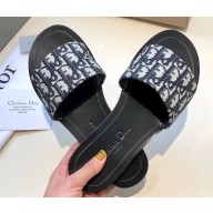 Dior Obliuqe Jacquard Canvas Dway Mules Slipper Sandals Black 2019