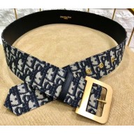 Dior Width 5cm Oblique Jacquard Canvas Diorquake Belt Blue
