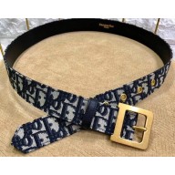 Dior Width 3.4cm Oblique Jacquard Canvas Diorquake Belt Blue
