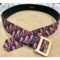Dior Width 5cm Oblique Jacquard Canvas Diorquake Belt Burgundy