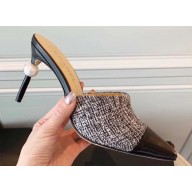 Chanel Pearl Heel 8.5cm Mules G32100 Tweed 2019