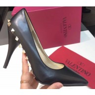 Valentino Heel 9.5cm Rockstud Around Sheepskin Pumps Black 2019