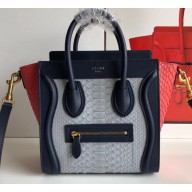 Celine Python Luggage Nano Bag Navy Blue