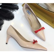 Prada Mid-Heel Pumps Nude with Bow 2019