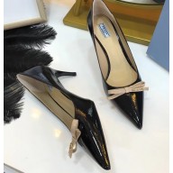 Prada Mid-Heel Pumps Black with Bow 2019