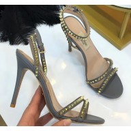 Valentino Heel 10cm Rockstud Around Sandals Gray 2019