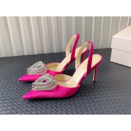Mach & Mach Triple Heart embellished satin pumps fuchsia 2023