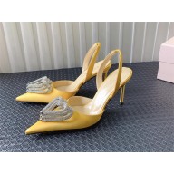 Mach & Mach Triple Heart embellished satin pumps yellow 2023