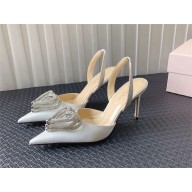 Mach & Mach Triple Heart embellished satin pumps silver 2023