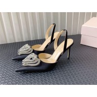 Mach & Mach Triple Heart embellished satin pumps black 2023