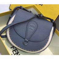 Fendi Round Stitched Saddle Bag Gray 2019