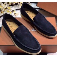 Loro Piana Suede Summer Walk Moccasin Dark Blue