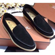 Loro Piana Suede Summer Walk Moccasin Black