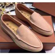 Loro Piana Suede Summer Walk Moccasin Nude Pink