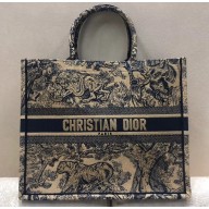Dior Book Tote Bag In Toile de Jouy motif Embroidered Blue 2019