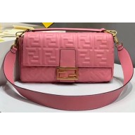 Fendi All-Over FF Motif Leather Large Baguette Bag Pink 2019