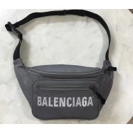 Balenciaga Front Logo Nylon Explorer Belt Pack Bag Gray
