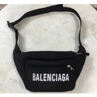 Balenciaga Front Logo Nylon Explorer Belt Pack Bag Black