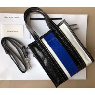 Balenciaga Bazar Shopper XXS Shopping Tote Bag Black/White/Blue